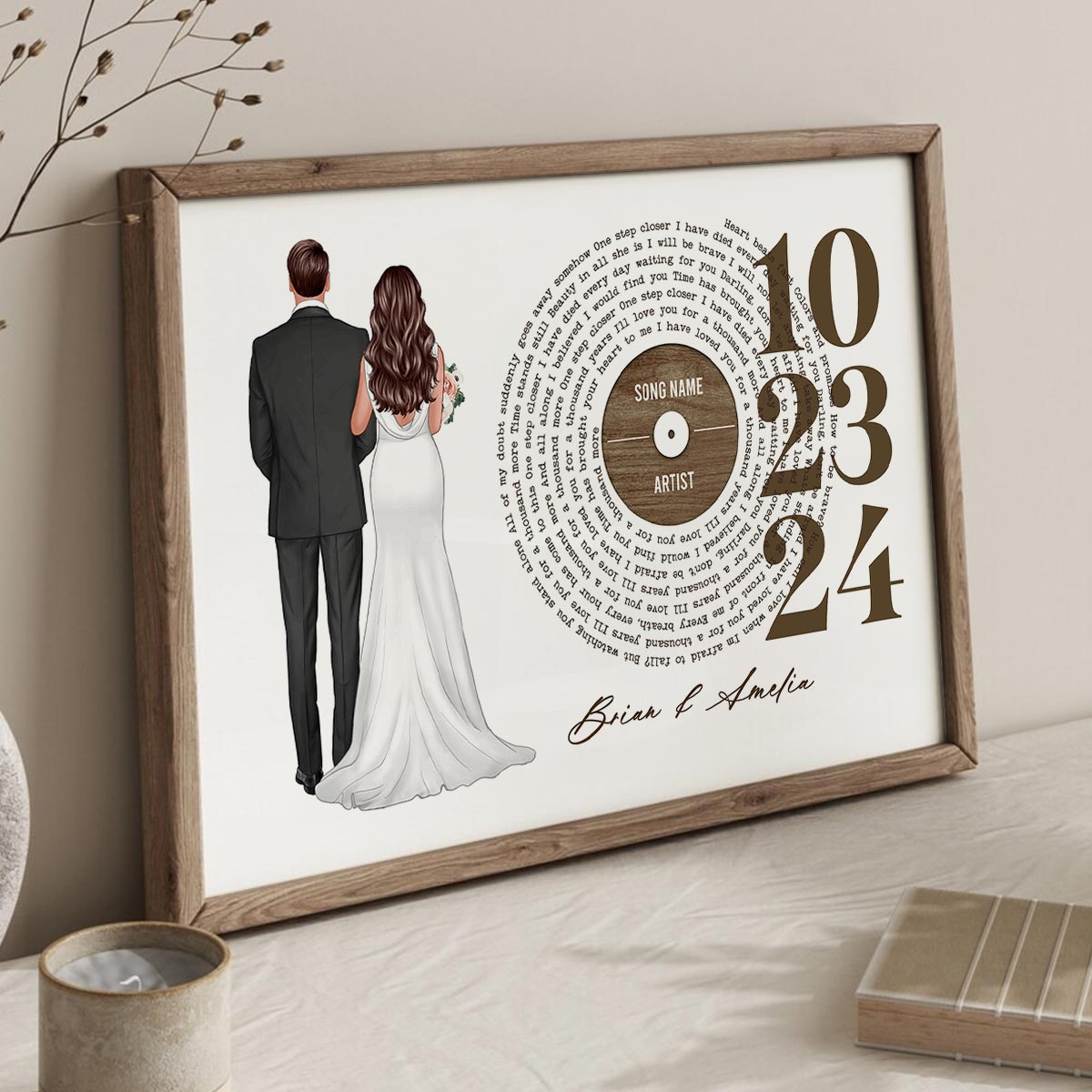 Couple Anniversay Date Custom Vinyl Lyrics Personalized Poster, Wedding Song Dance, Gift for her & for him