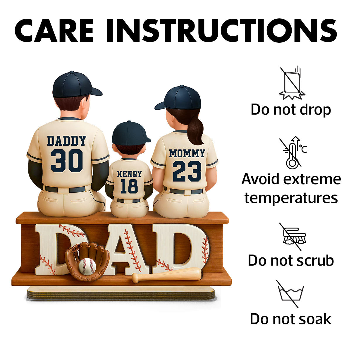 Personalized Baseball Theme Standing Wooden Plaque, Gift for Baseball Dad, Gift for Husband