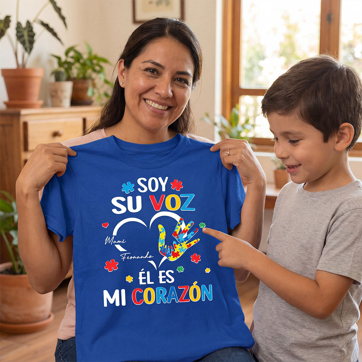 Soy Su Voz l Es Mi Corazn I'm His Voice He's My Heart - Personalized Shirt - Spanish Ver Autism Awareness