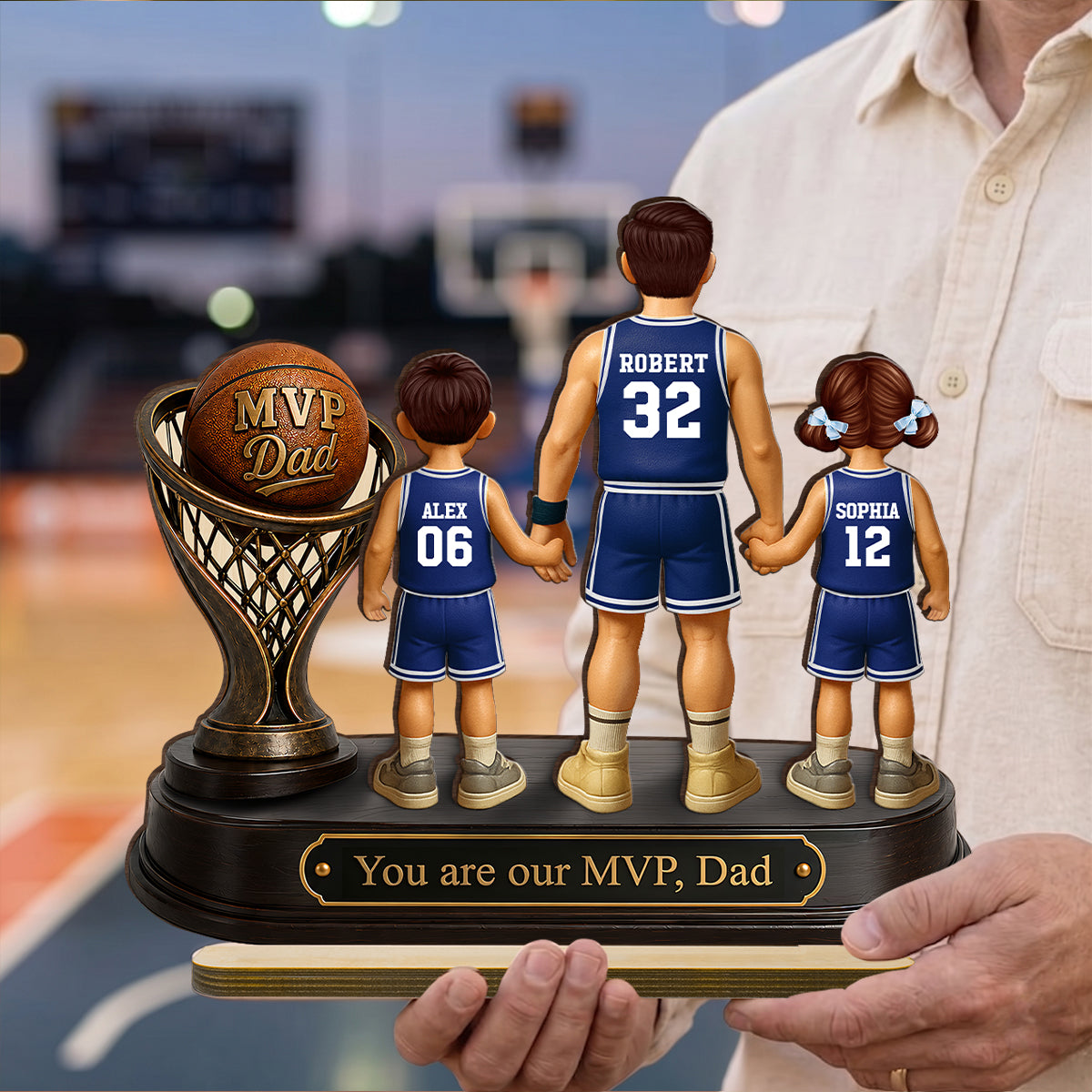 We Scored the Best Dad Basketball Trophy - Personalized 2-Layered Wooden Plaque - Gift for Dad, Husband