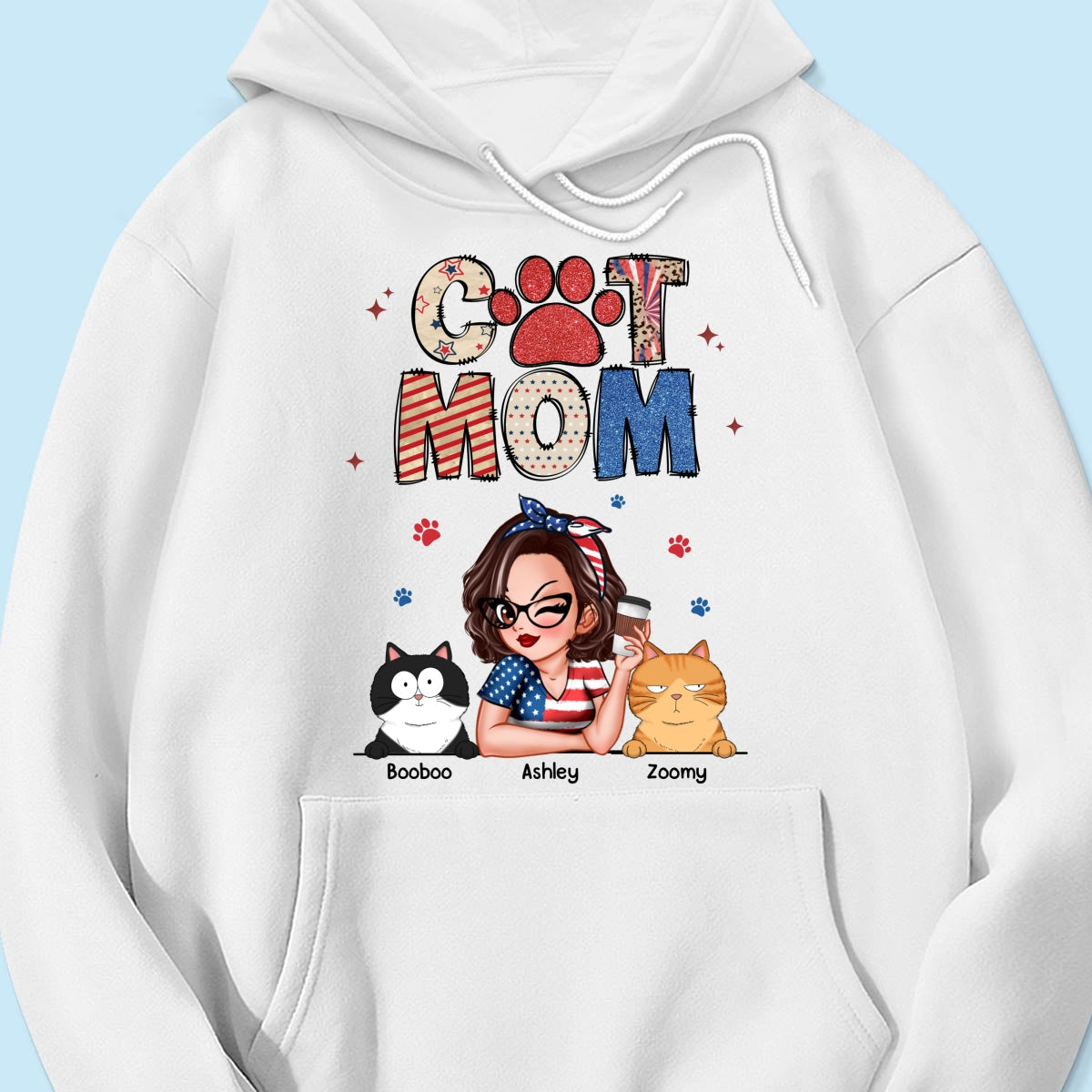 Cat Mom Sparkly Pattern Personalized Shirt, Gift For Cat Mom