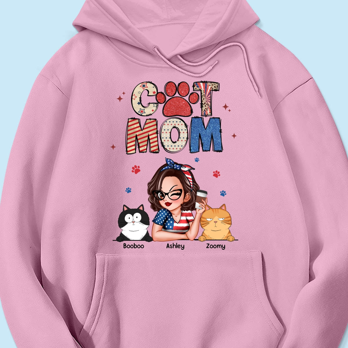 Cat Mom Sparkly Pattern Personalized Shirt, Gift For Cat Mom
