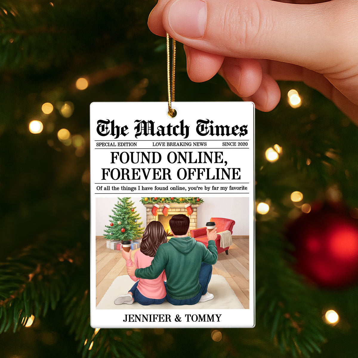 The Match Times Online Dating Couple Personalized Acrylic Ornament - Christmas Gift for Husband, Wife