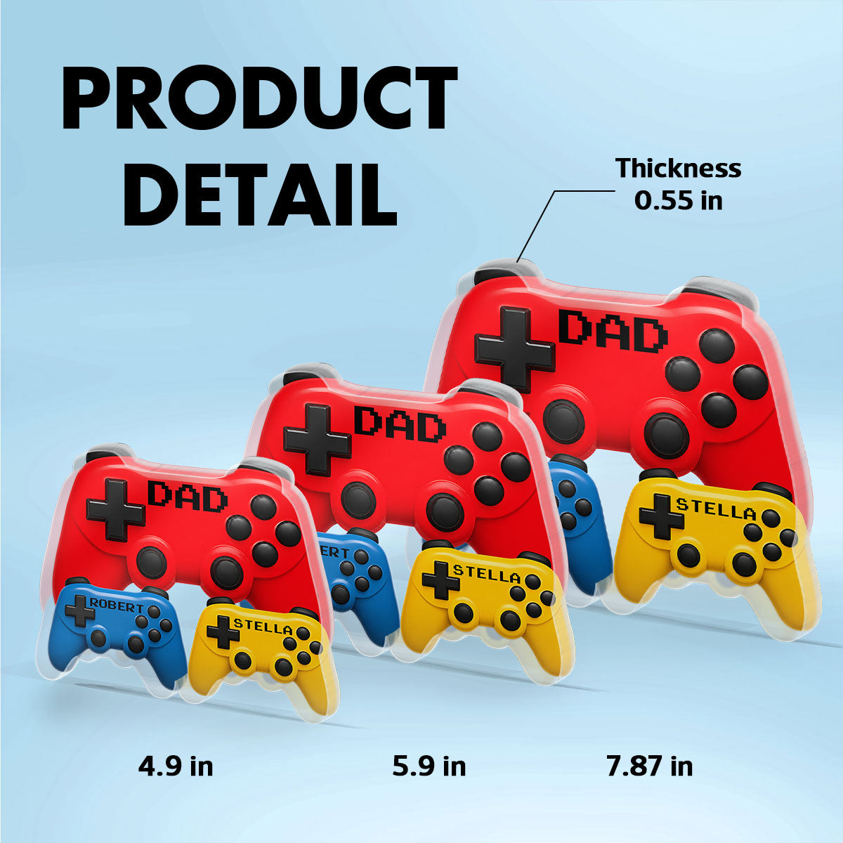 Gamer Dad Controllers - Personalized Acrylic Block Plaque - Gift For Dad, Husband, Gamers