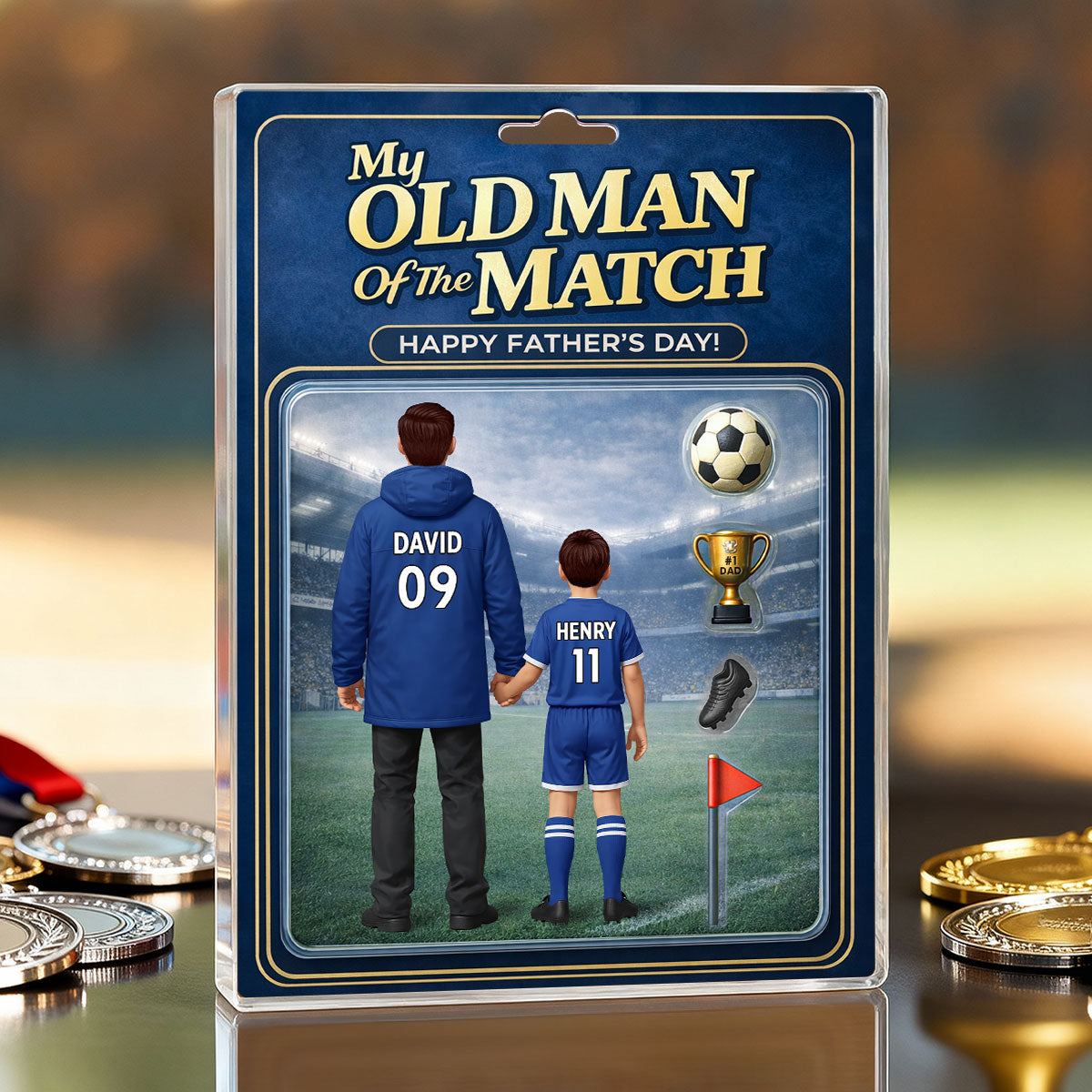 My Old Man Of The Match - Personalised Acrylic Block Plaque - UK Gift For Football Dad