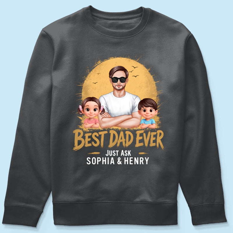 Best Dad Ever Dad And Kids Retro Vintage Style - Personalized Shirt - Father's Day Gift for Dad, Husband