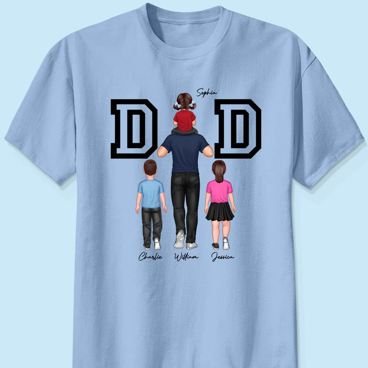 DAD Piggy Back Happy Father‘s Day Personalized Shirt