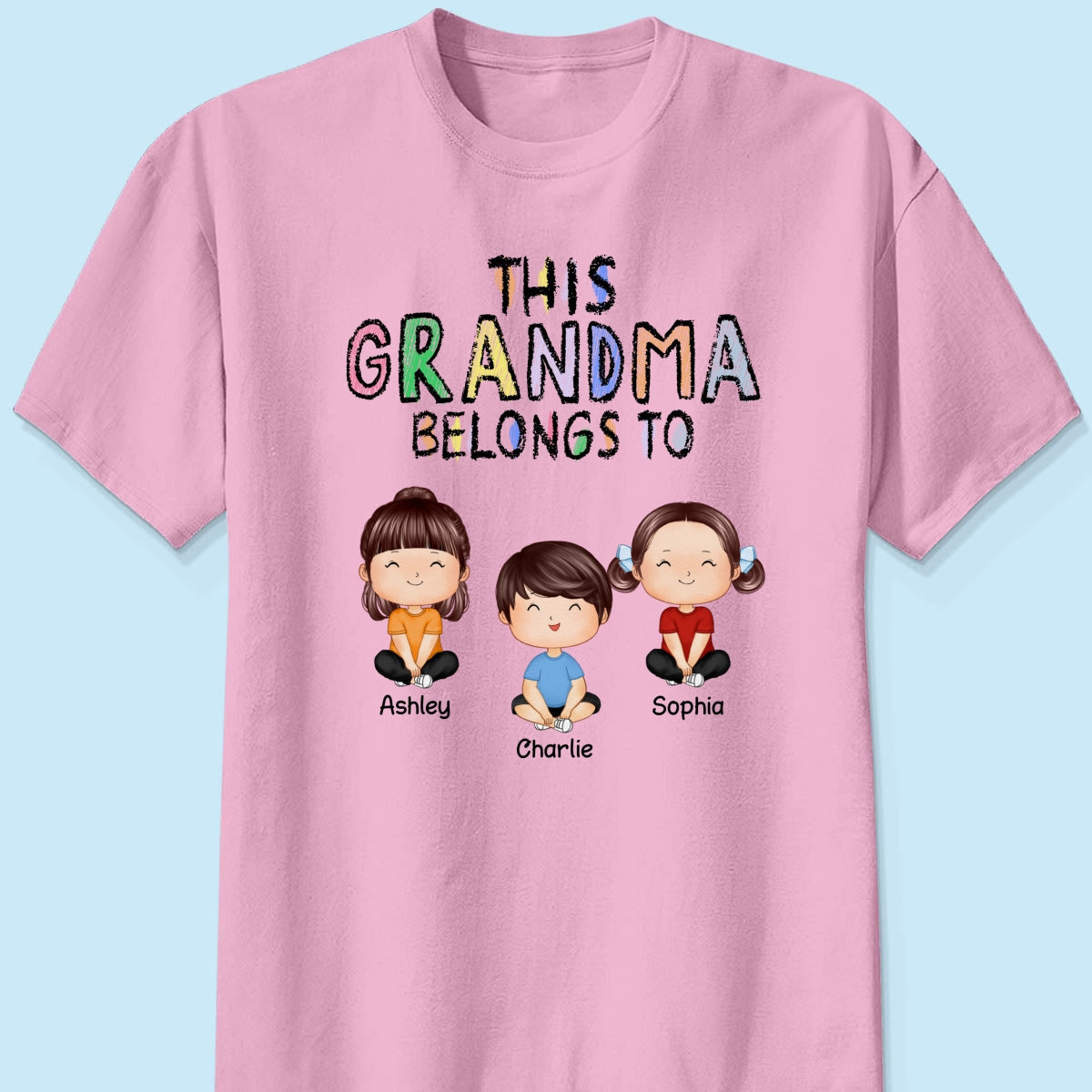 This Grandma Belongs To Grandkids Crayon Personalized Shirt