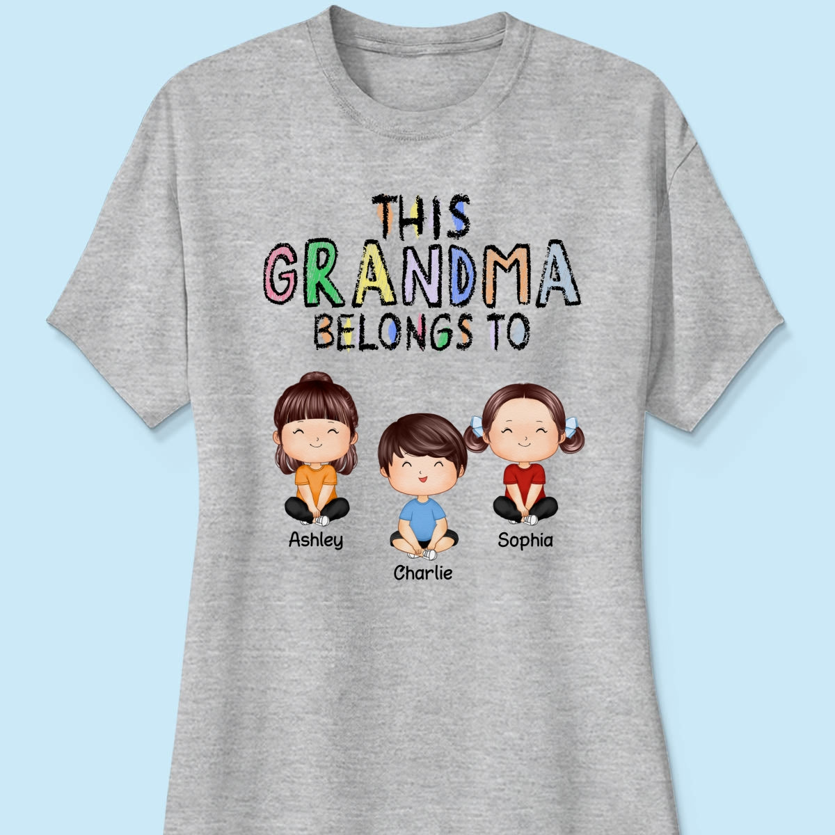 This Grandma Belongs To Grandkids Crayon Personalized Shirt