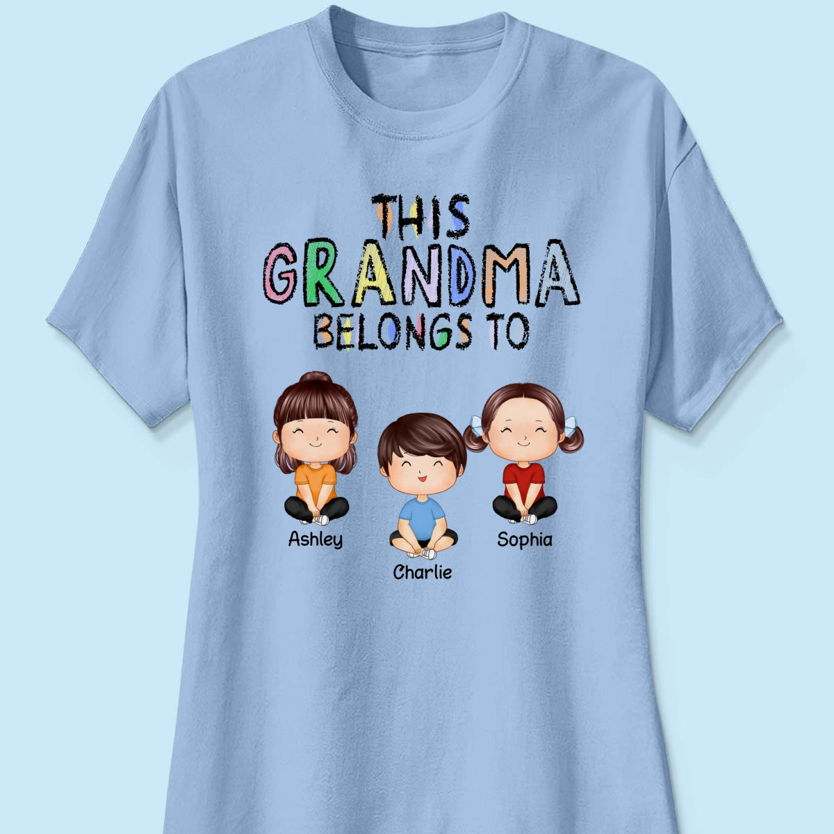This Grandma Belongs To Grandkids Crayon Personalized Shirt