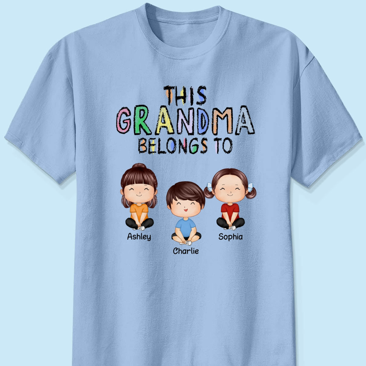 This Grandma Belongs To Grandkids Crayon Personalized Shirt