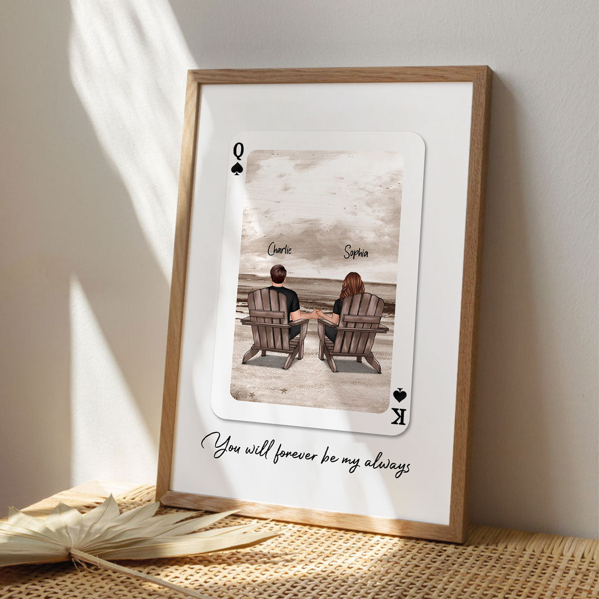 Couple Beach Landscape Playing Cards Print Personalized Poster, Gift For Her, Unique Couples Gift, Romantic Gift