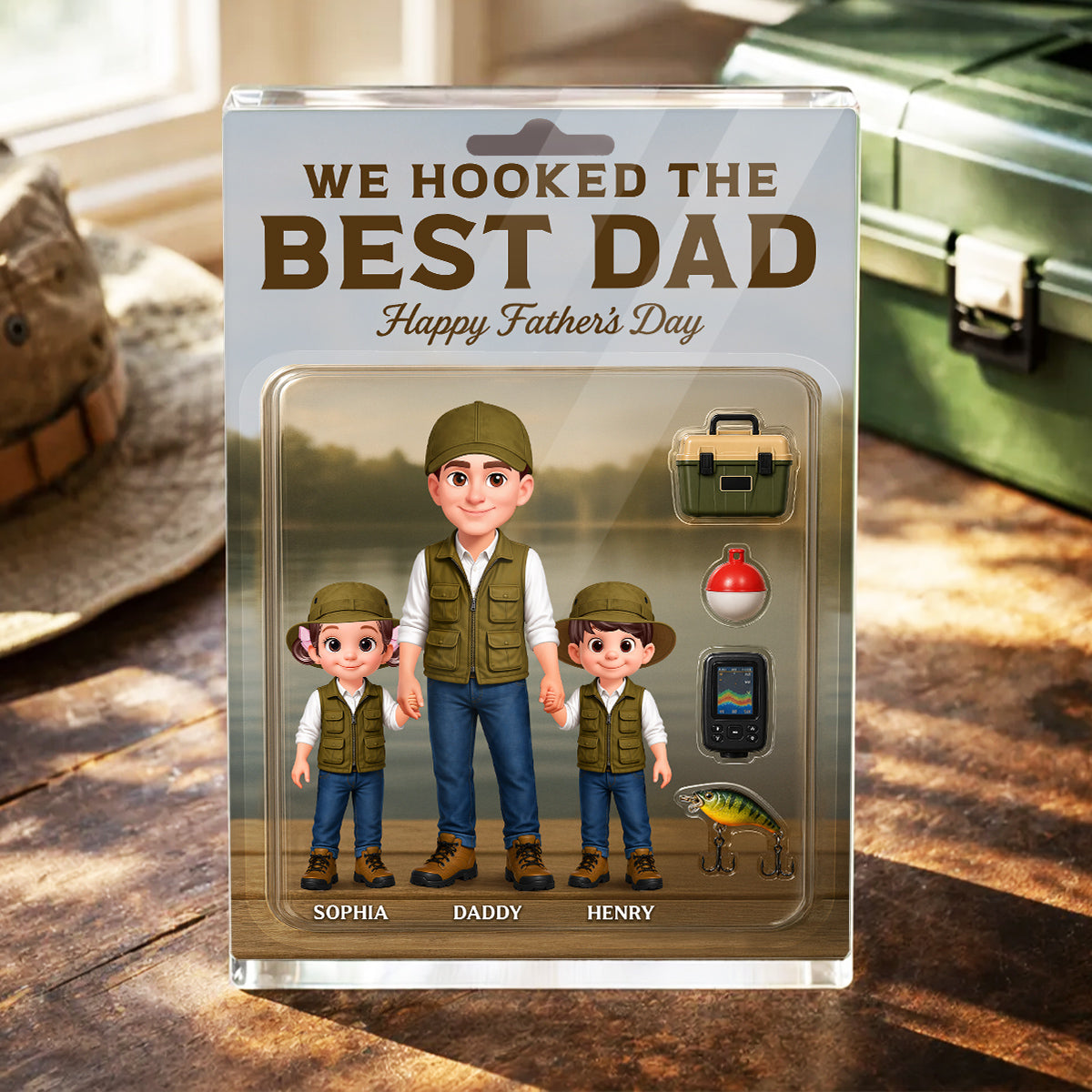 Fishing We Hooked The Best Dad - Personalized Acrylic Block Plaque - Gift For Dad