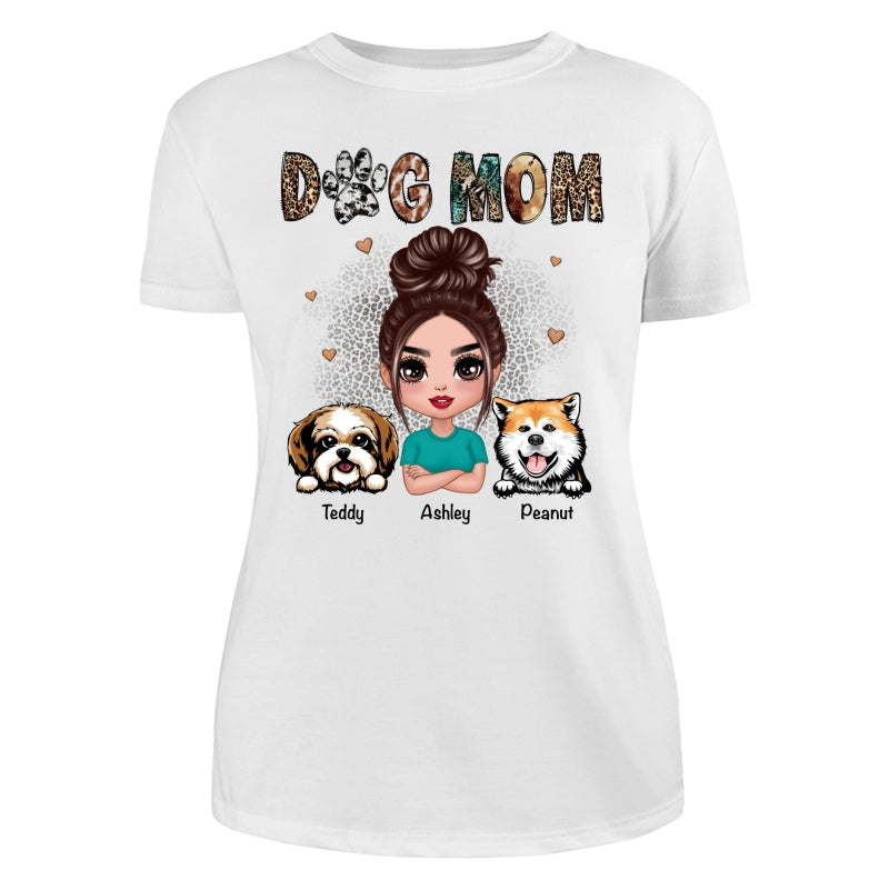 Animal Patterns Dog Mom Peeking Dogs Personalized Shirt