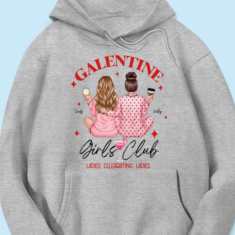 Galentine Girls Club Pajamas Girls Back View Personalized Shirt, Shirt, Social Club, Besties Gift