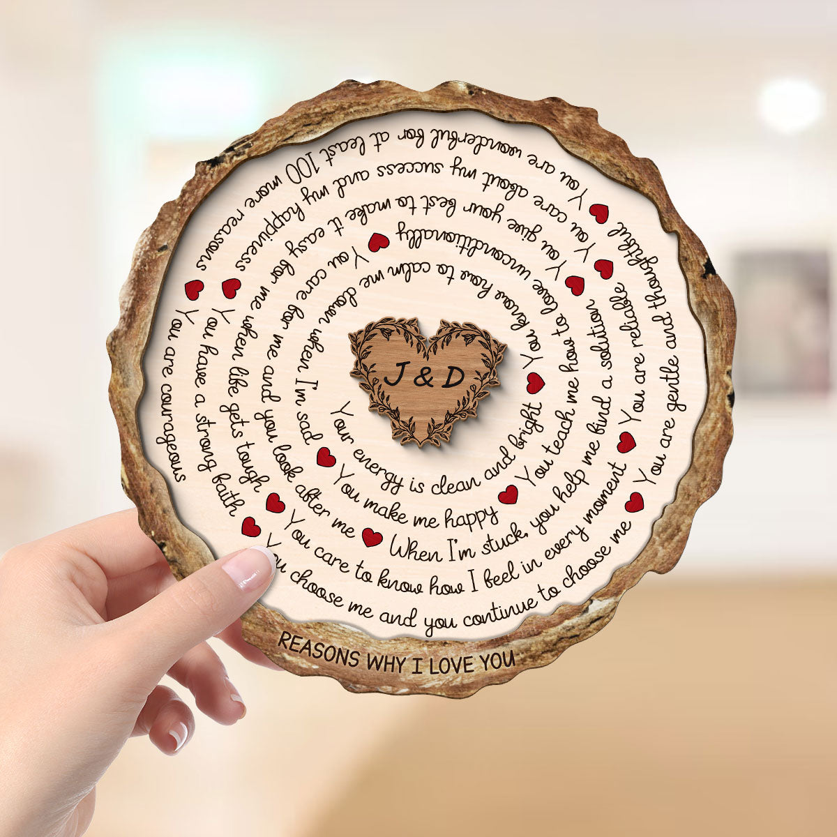 Reasons Why I Love You Spiral Text Gift For Him Or Her Personalized 2-Layer Wooden Plaque