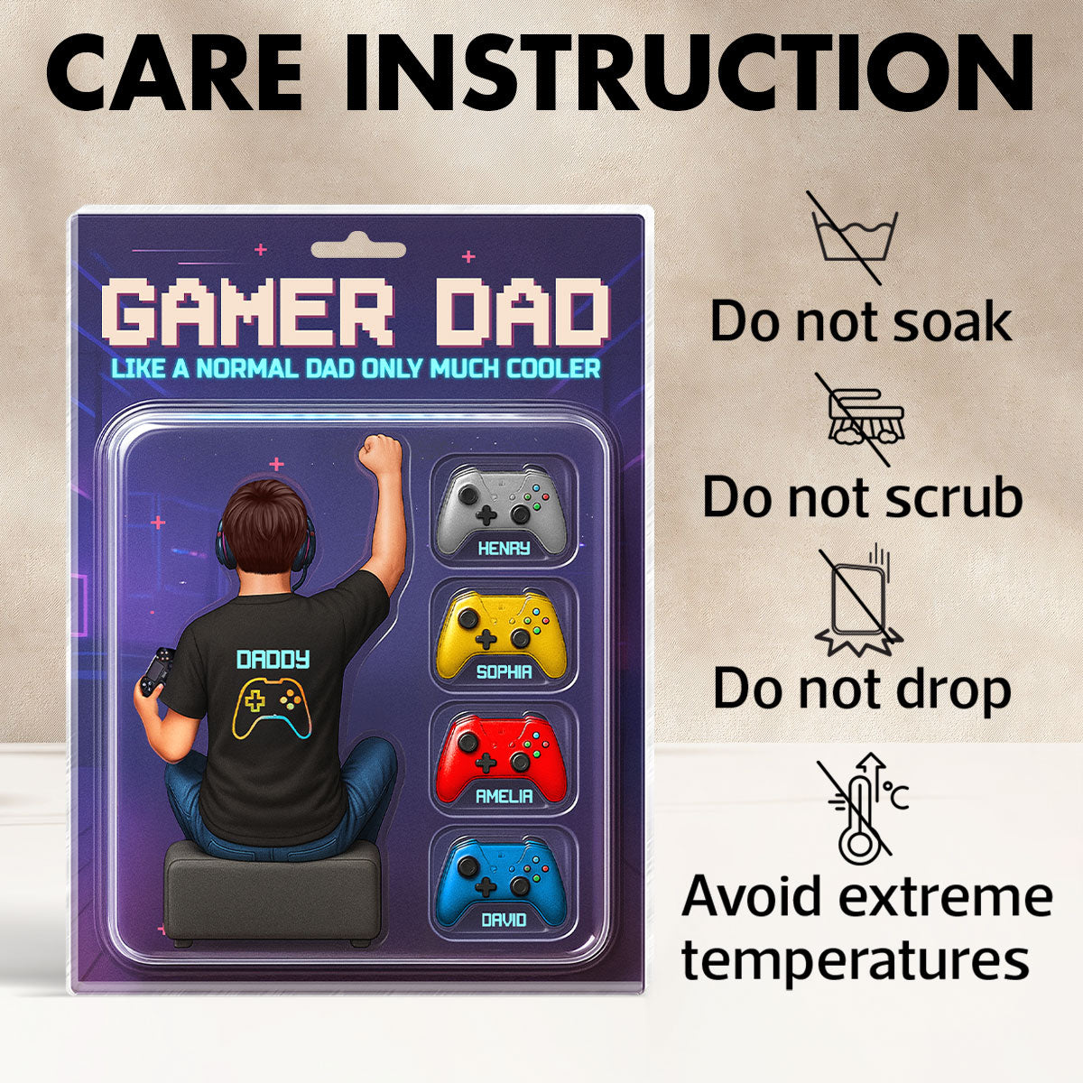 Gamer Dad Back View Toy Box Figures Style, Personalized Acrylic Block Plaque, Gift for Dad, Gift for Husband