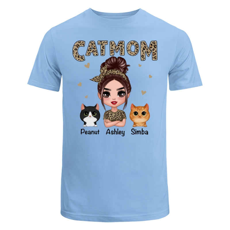 Leopard Shirt Doll Cat Mom With Peeking Watercolor Cute Cats Personalized Shirt