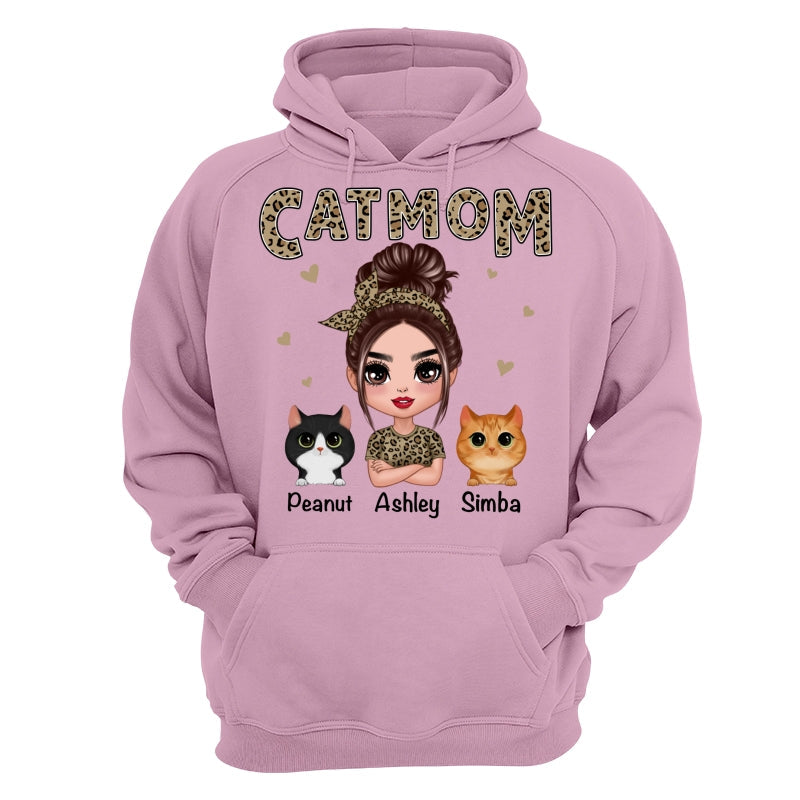 Leopard Shirt Doll Cat Mom With Peeking Watercolor Cute Cats Personalized Shirt
