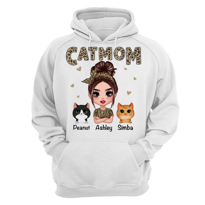 Leopard Shirt Doll Cat Mom With Peeking Watercolor Cute Cats Personalized Shirt