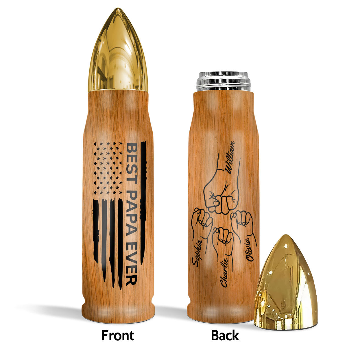 Best Dad Ever Fist Bump Outline Nation Flag Gift For Husband, Personalized Bullet Tumbler