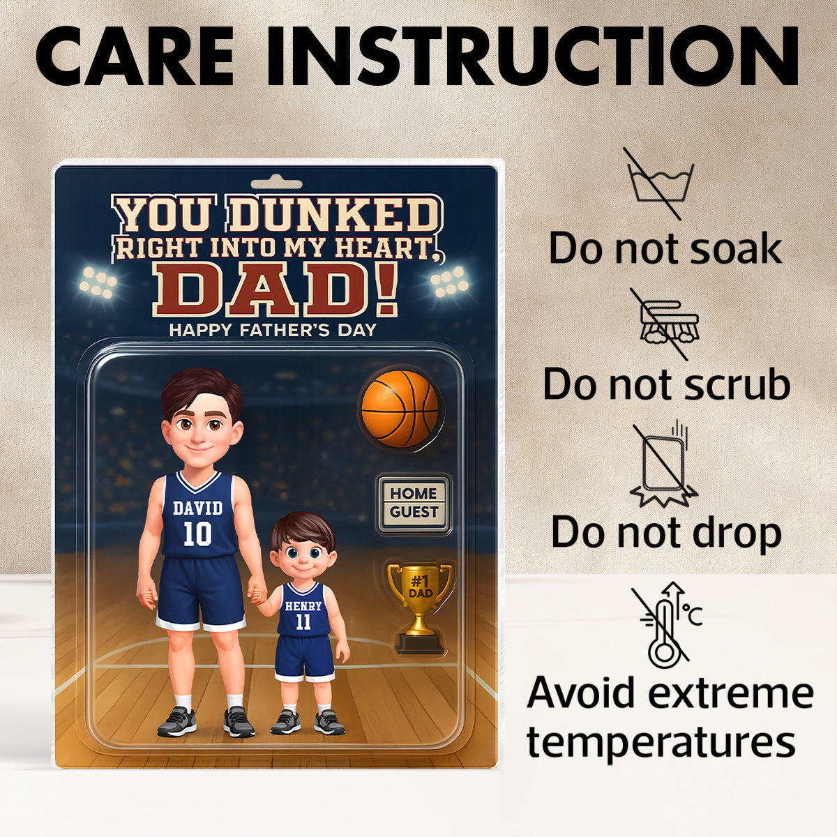 Basketball Dad You Dunked Right Into My Heart - Personalized Acrylic Block Plaque - Gift For Basketball Dad, Husband