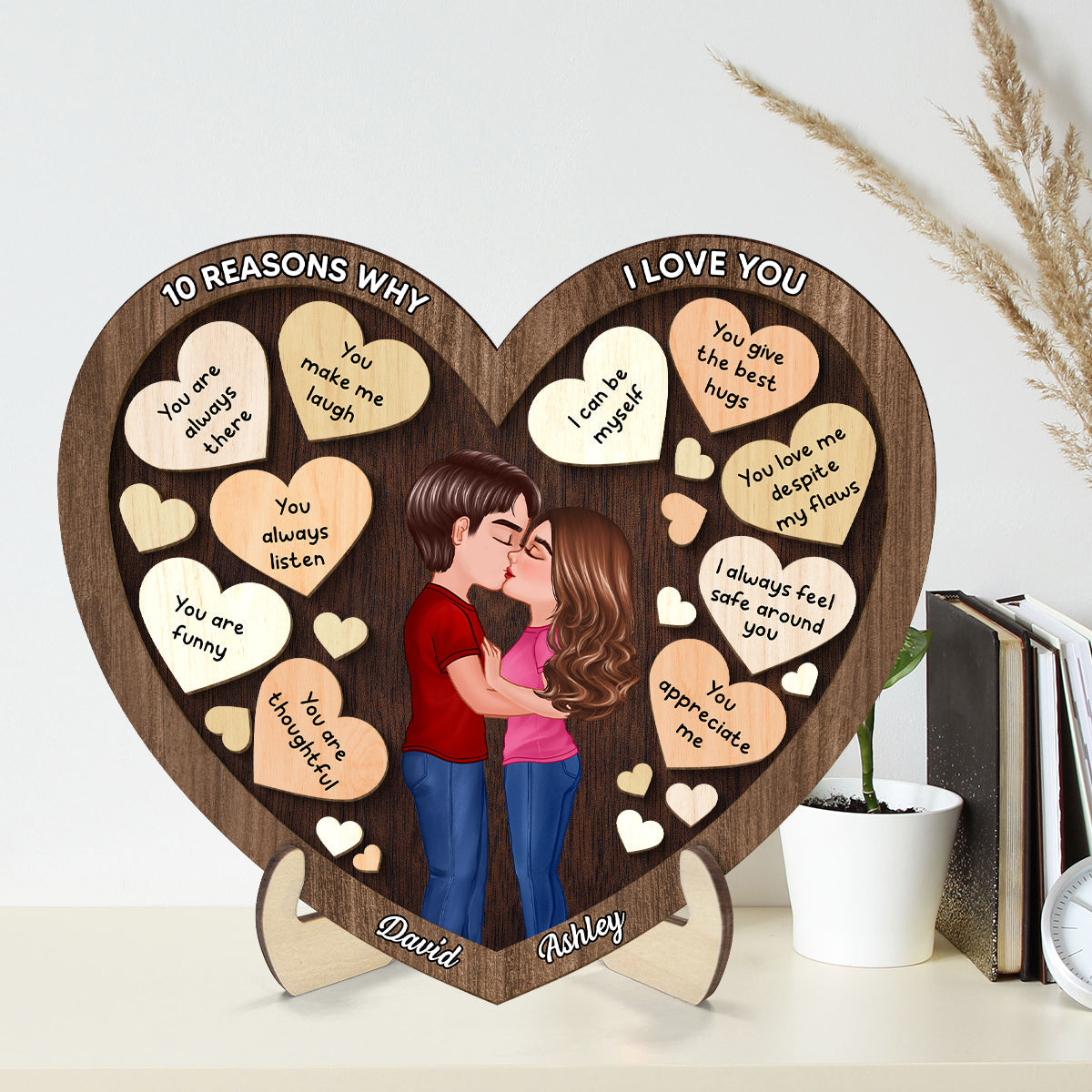Doll Couple Kissing In Heart Reasons Why I Love You, Gift For Him, For Her
