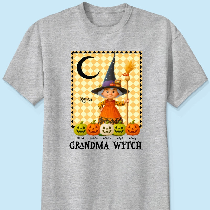 Grandma Witch Pumpkin Personalized Sweatshirt, Halloween Cozy Fall Sweatshirt for Grandma