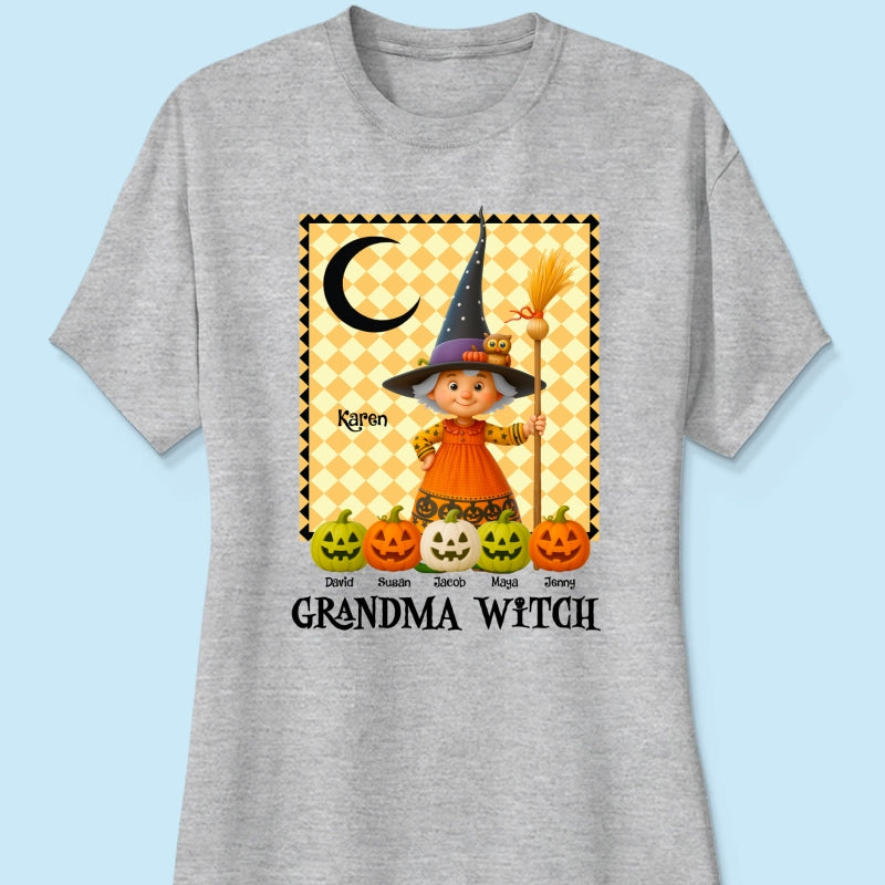 Grandma Witch Pumpkin Personalized Sweatshirt, Halloween Cozy Fall Sweatshirt for Grandma