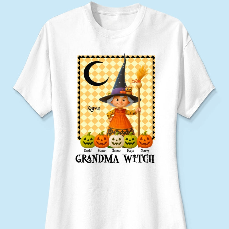 Grandma Witch Pumpkin Personalized Sweatshirt, Halloween Cozy Fall Sweatshirt for Grandma