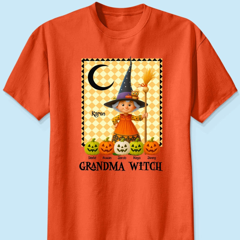 Grandma Witch Pumpkin Personalized Sweatshirt, Halloween Cozy Fall Sweatshirt for Grandma