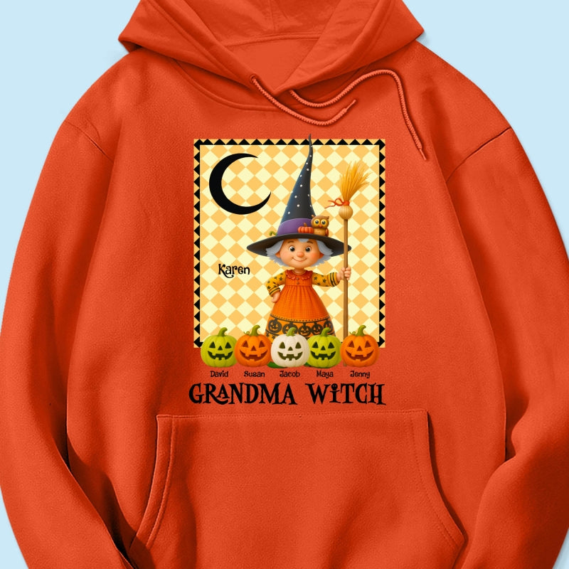 Grandma Witch Pumpkin Personalized Sweatshirt, Halloween Cozy Fall Sweatshirt for Grandma