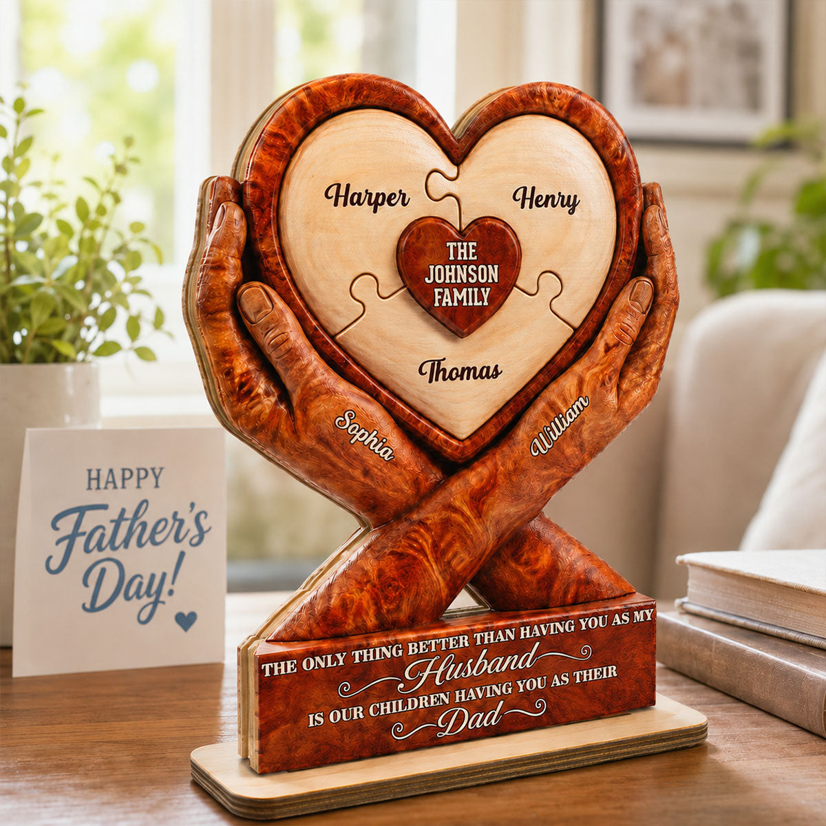 Our Children Having You As Their Dad 2D Flat Printed - Personalized 2-Layered Wooden Plaque - Gift For Husband