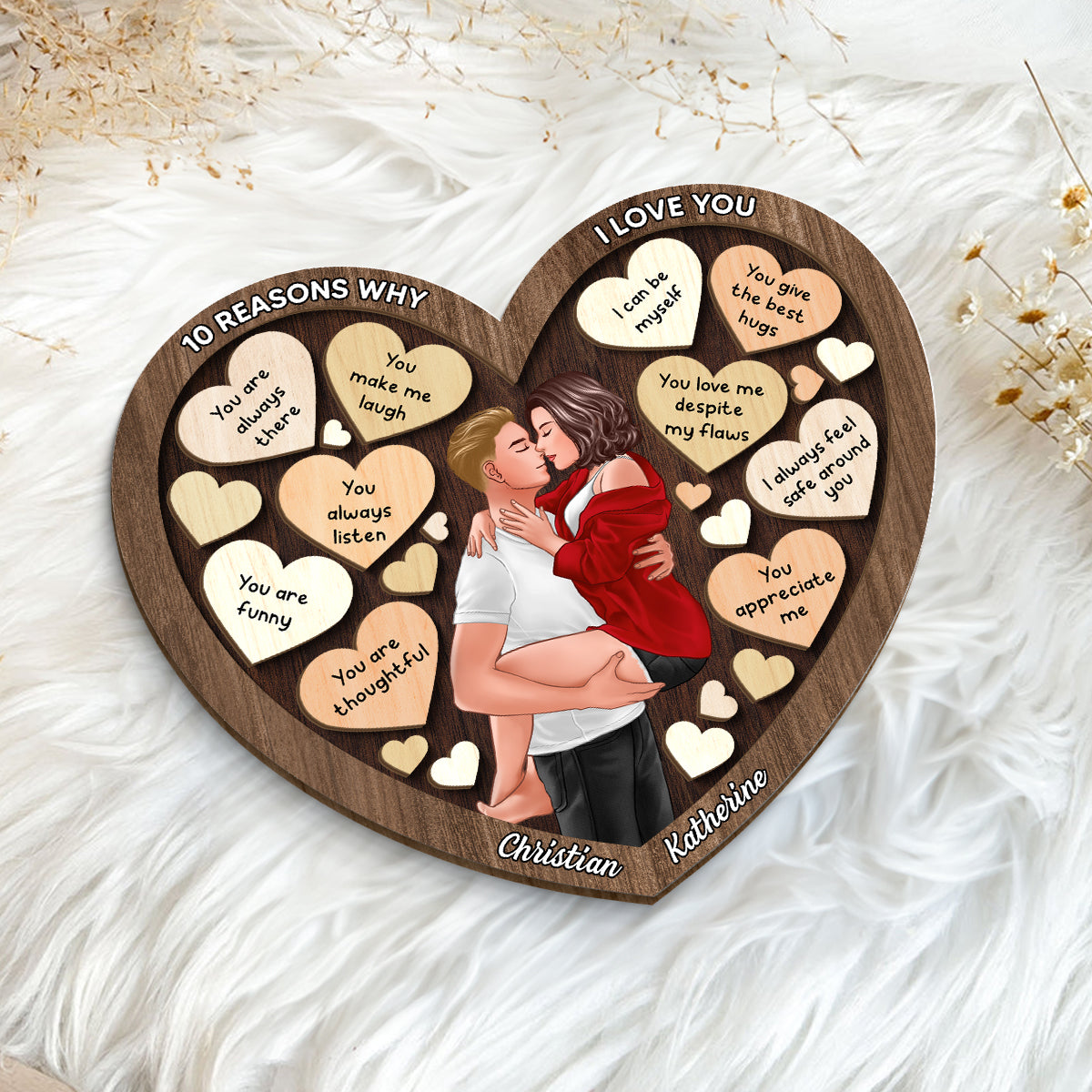 Couple Kissing Passionate In Heart Reasons Why I Love You, Gift For Him, For Her