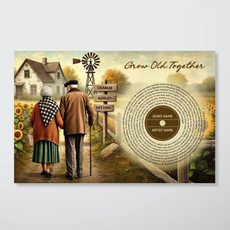 Couple Growing Old Together Favorite Song Vinyl Lyrics Personalized Poster, Heartfelt 2025 Gift, Anniversary Gift For Couple, For Him, For Her, Husband, Wife