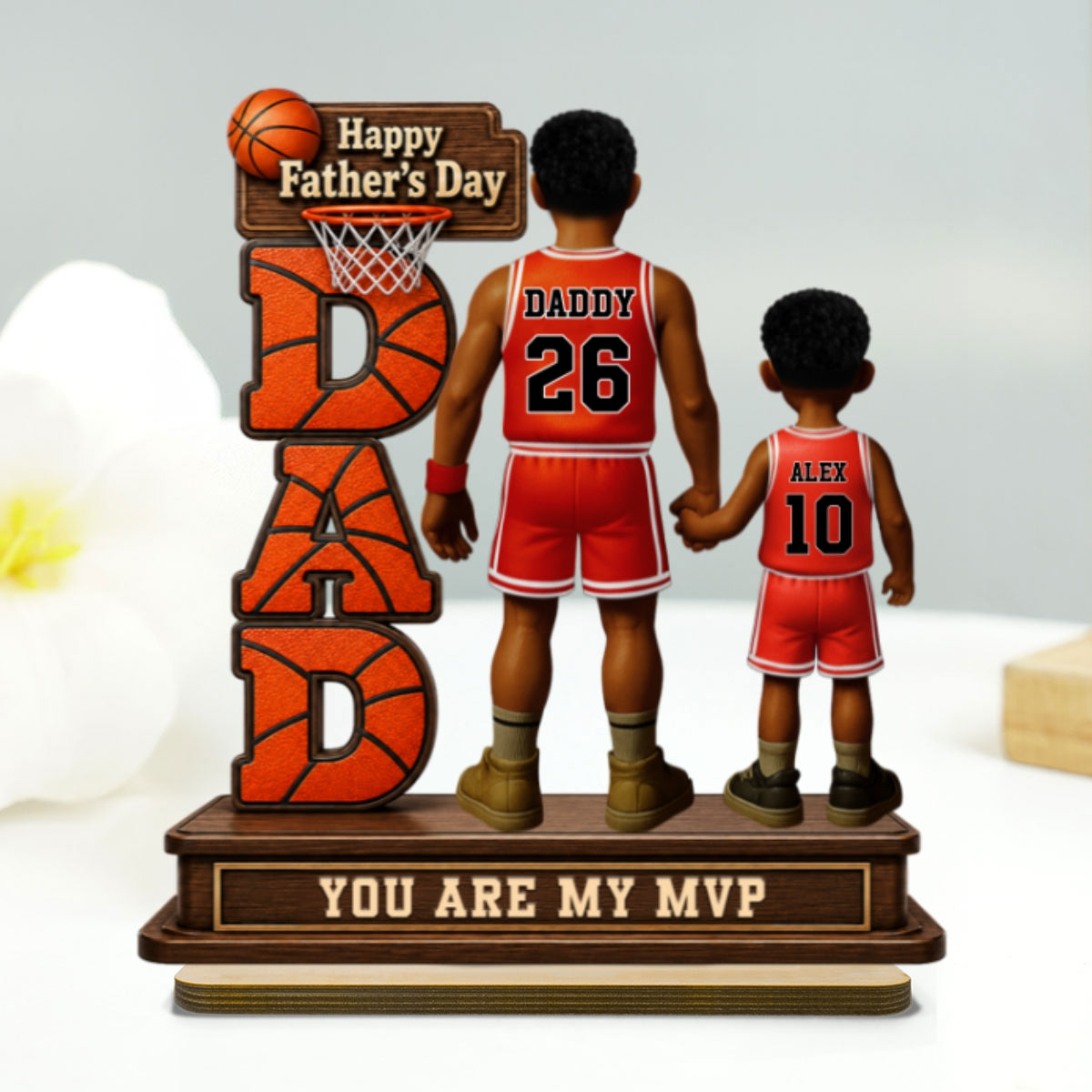 Basketball Dad Legend You Are Our MVP - Personalized 2-Layered Wooden Plaque - Gift For Dad, Husband, Basketball Fans