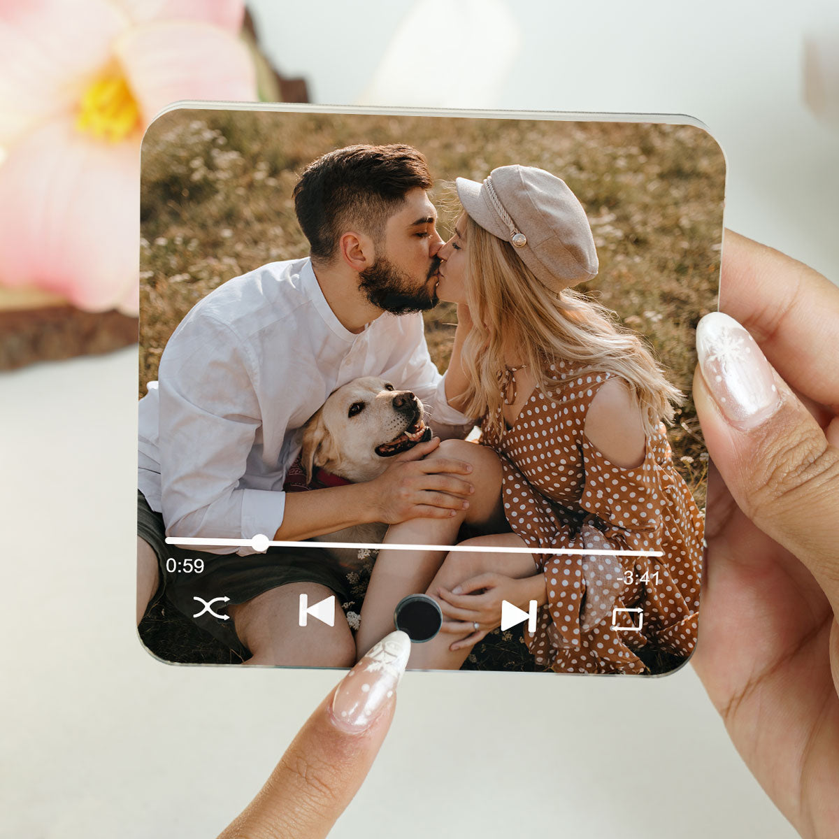 Couple Custom Photo Personalized Bluetooth Music Fridge Magnet, Gift For Couple