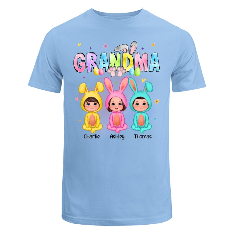 Grandma Bunny With Doll Grandkids Easter Personalized Shirt