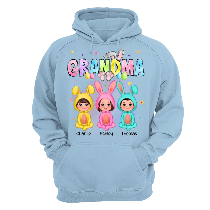 Grandma Bunny With Doll Grandkids Easter Personalized Shirt