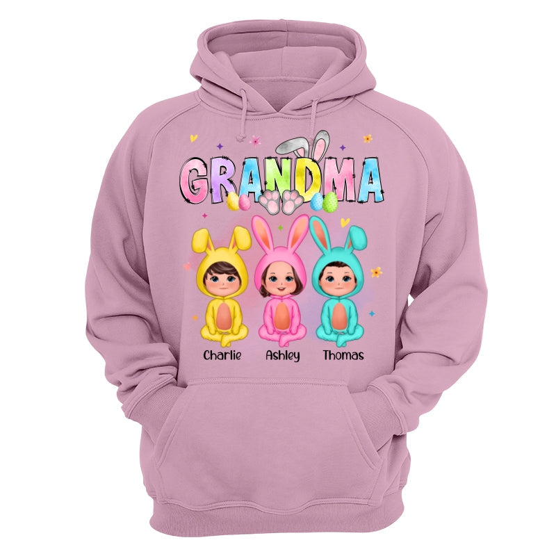 Grandma Bunny With Doll Grandkids Easter Personalized Shirt