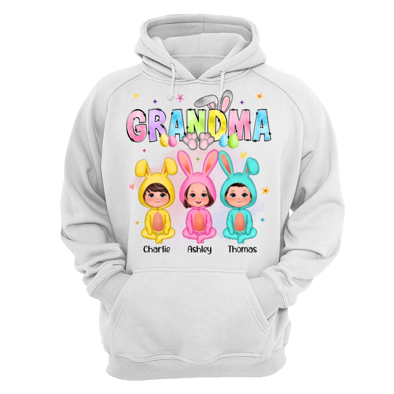 Grandma Bunny With Doll Grandkids Easter Personalized Shirt