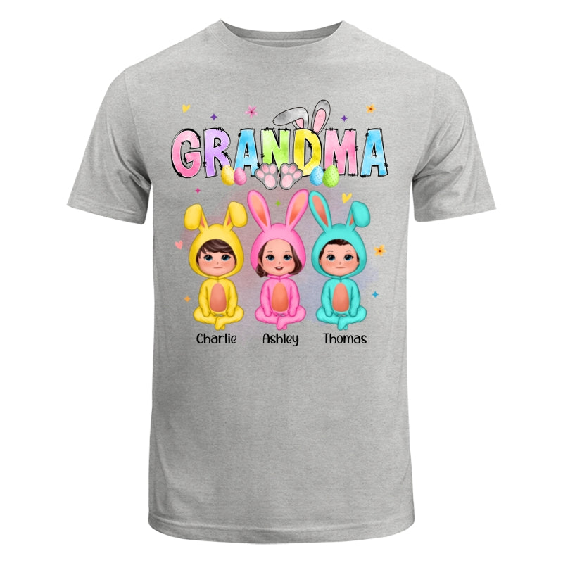 Grandma Bunny With Doll Grandkids Easter Personalized Shirt