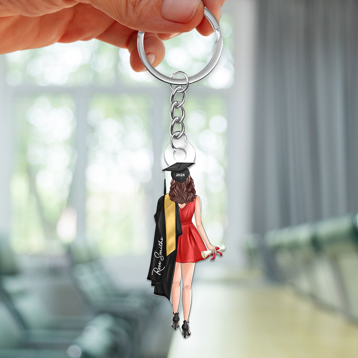 Class Of 2024 Senior Back View Graduation Gift Personalized Acrylic Keychain