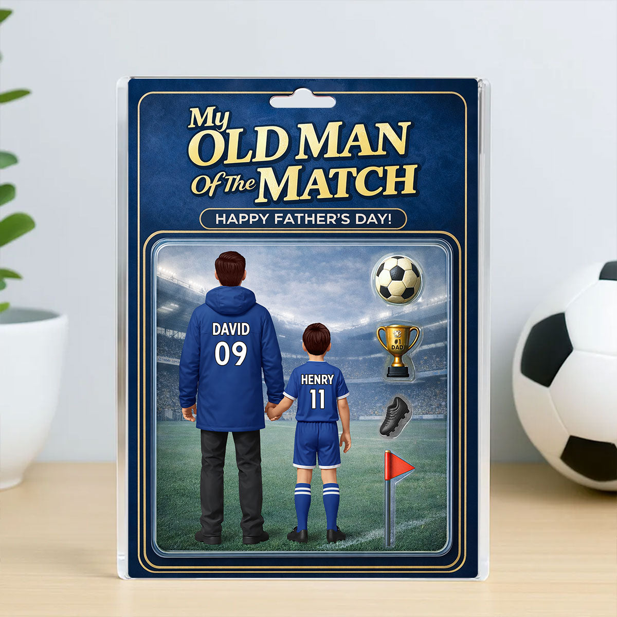 My Old Man Of The Match - Personalised Acrylic Block Plaque - UK Gift For Football Dad