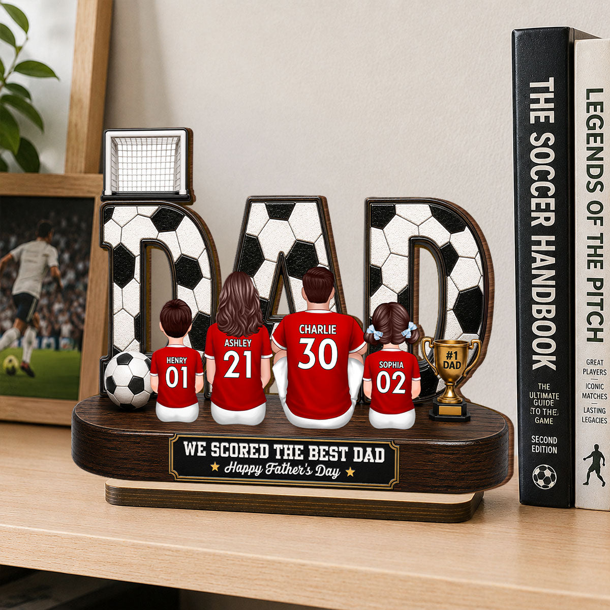 Soccer Family Legend We Scored The Best Dad - Personalized 2-Layered Wooden Plaque - Gift For Dad, Husband, Soccer Lovers