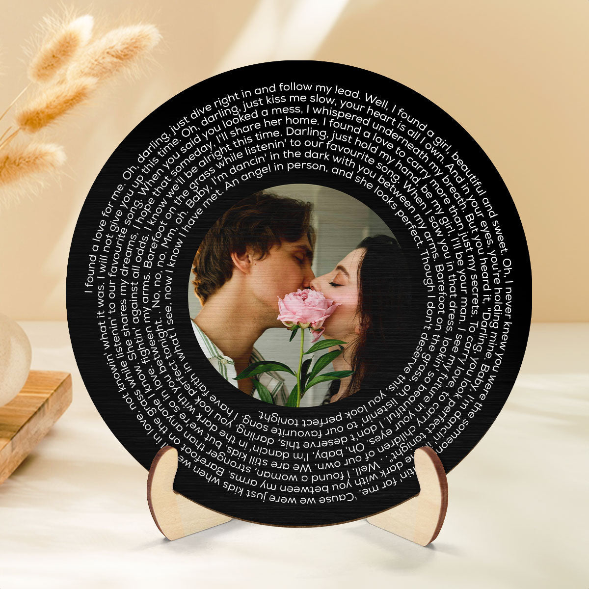 Upload Photo Black White Vinyl Record Personalized 2-Layer Wooden Plaque, Birthday Anniversary Gift For Couple, For Bestie