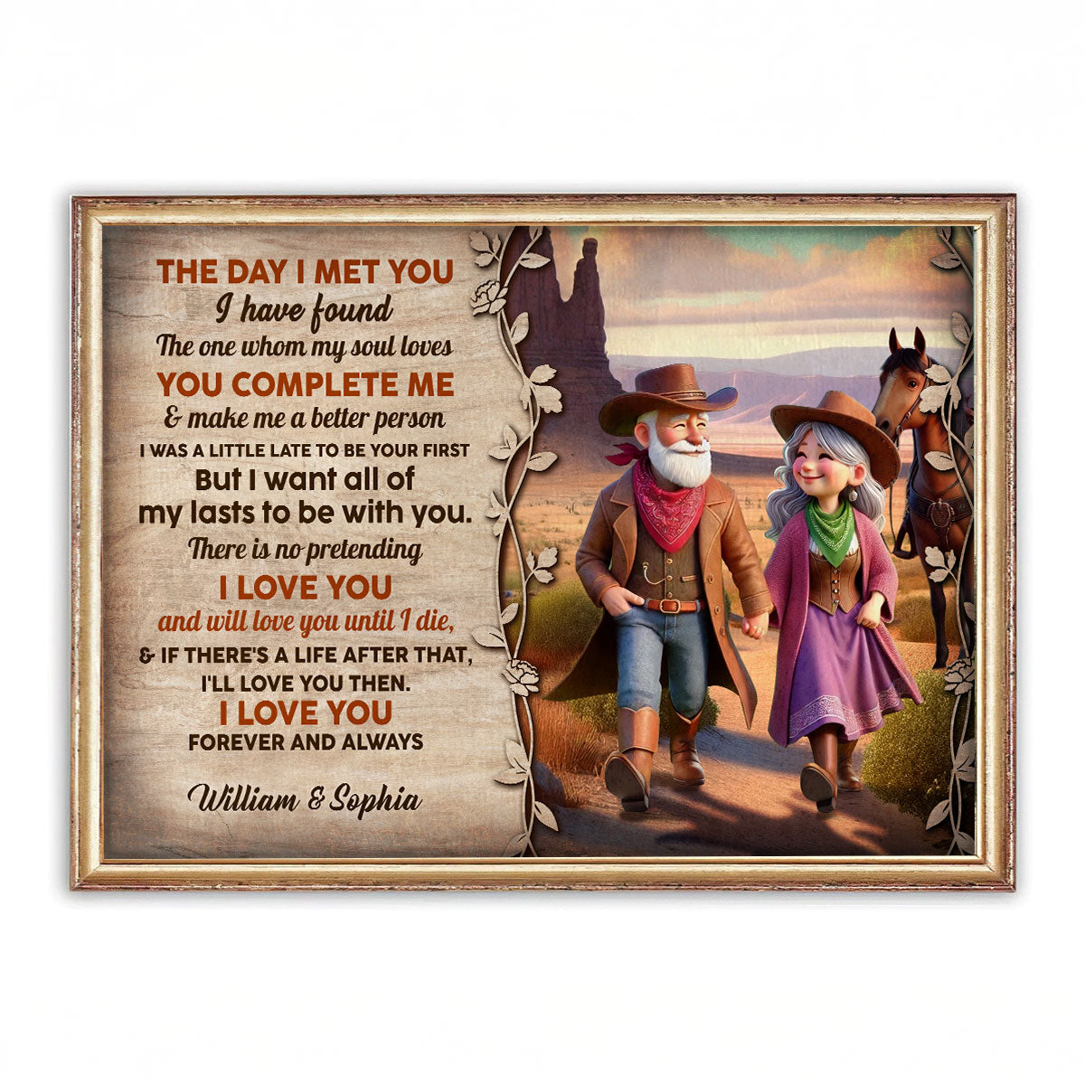 The Day I Met You Cowboy Happy Old Couple Personalized Poster, Anniversary Gift For Him, For Her, Husband, Wife
