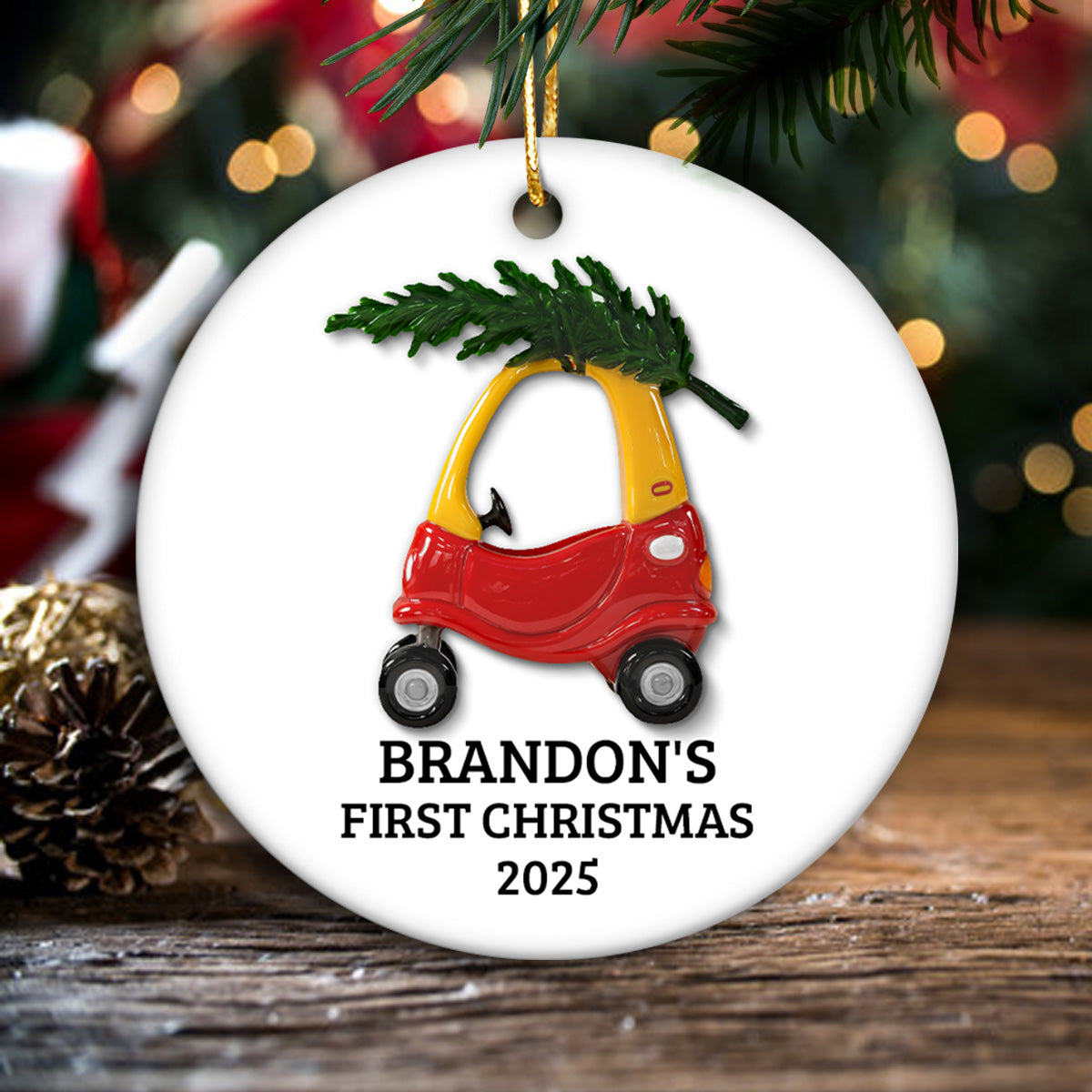 Baby First Christmas Thing 3D Effect - Personalized Ceramic Ornament