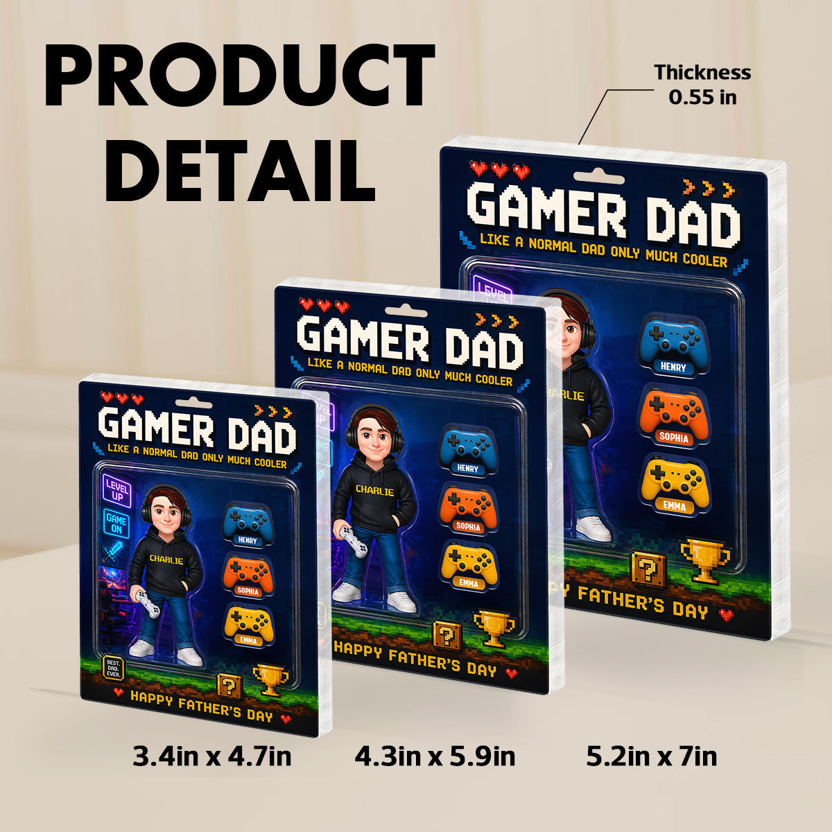 Gamer Dad More Cooler - Personalized Acrylic Block Plaque - Gift For Gamer Dad, Husband