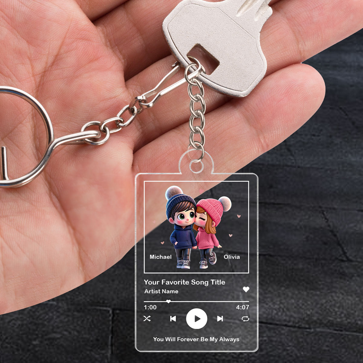 Cute Couple, Personalized Song Keychain, Wedding Gifts, Anniversary Gifts, Gifts, Gifts For Couples
